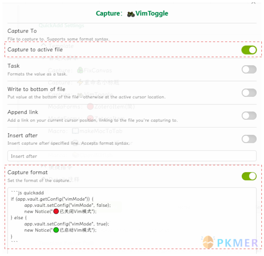 QuickAdd 脚本 - 一键切换 VimMode--第二步：配置 VimToggle Capture