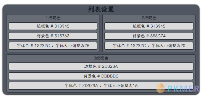 Obsidian 样式 - 无序列表卡片式美化--2.3. 一些配色效果参考