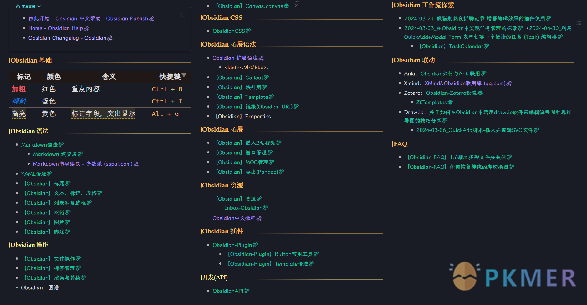 Obsidian 样式 - 分栏分列布局 (Column-Page)--横向分布