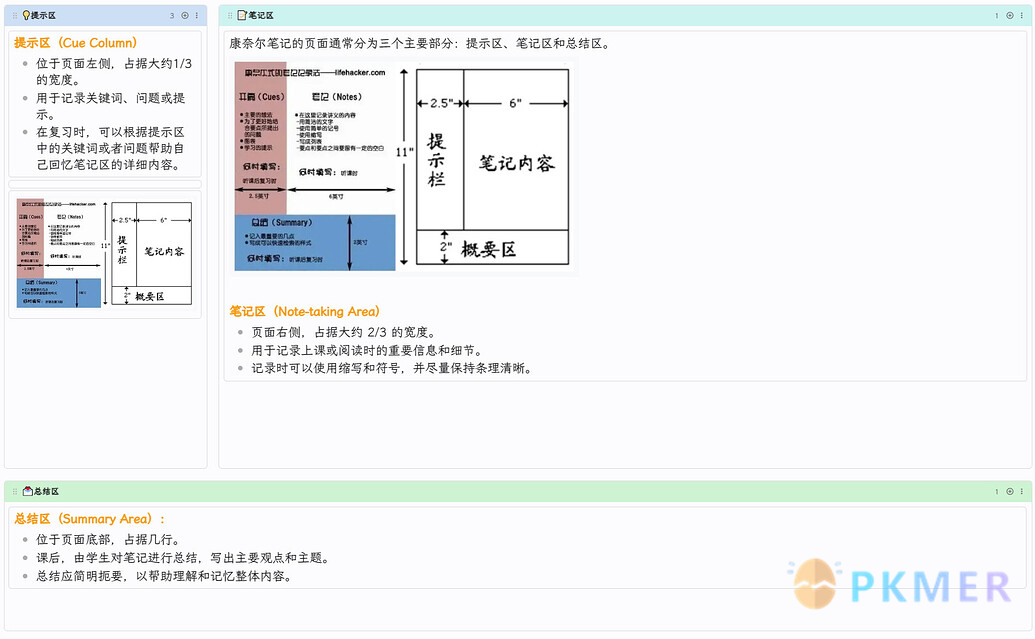 Obsidian 样式 -Kanban 魔改之四象限模式和康奈尔笔记模式--康奈尔笔记模式