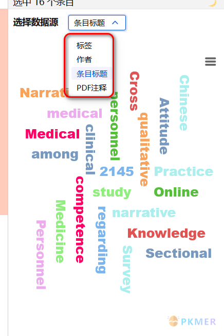 插件教程 chartero 文献库可视化插件--条目元素词云图