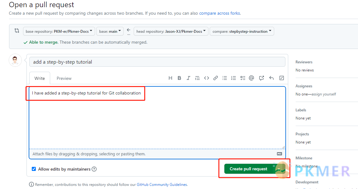 Git 协作手把手教程--Step 5:  至 PKMer 项目文档