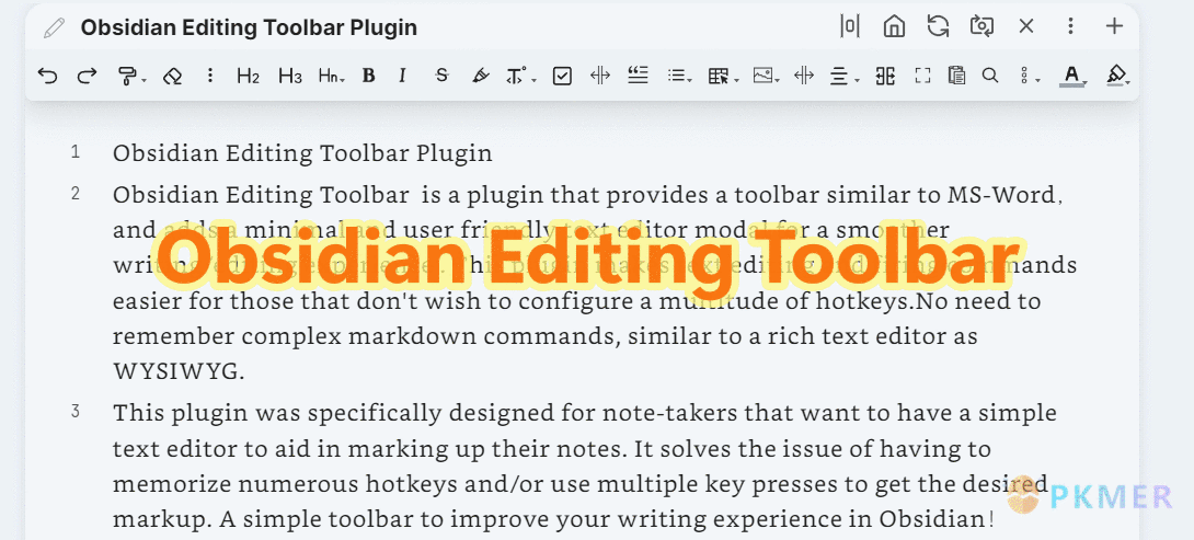 Obsidian 插件：Editing Toolbar 必装的可视化编辑工具--效果&特性