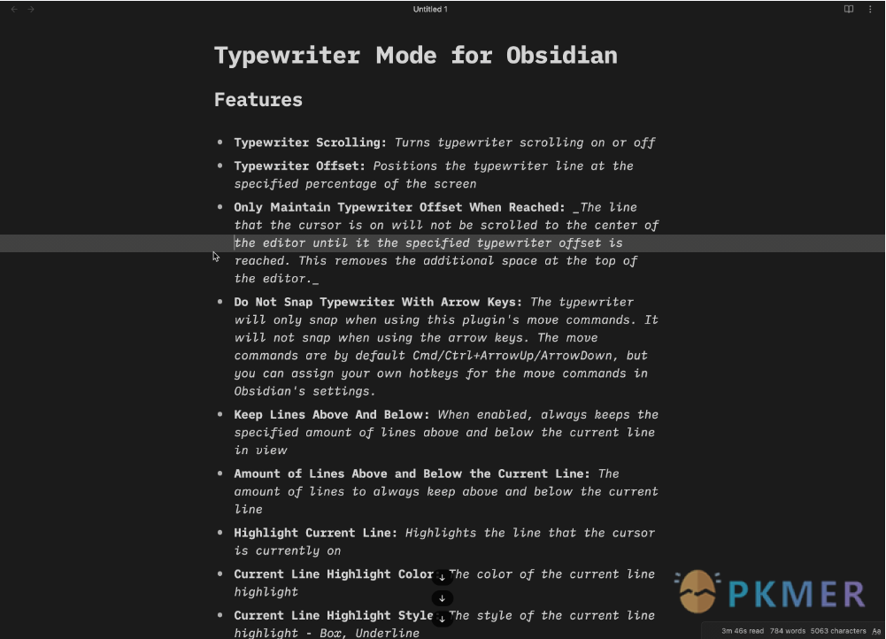 Obsidian 插件：Typewriter Mode 更完美的打字机模式--效果&特性