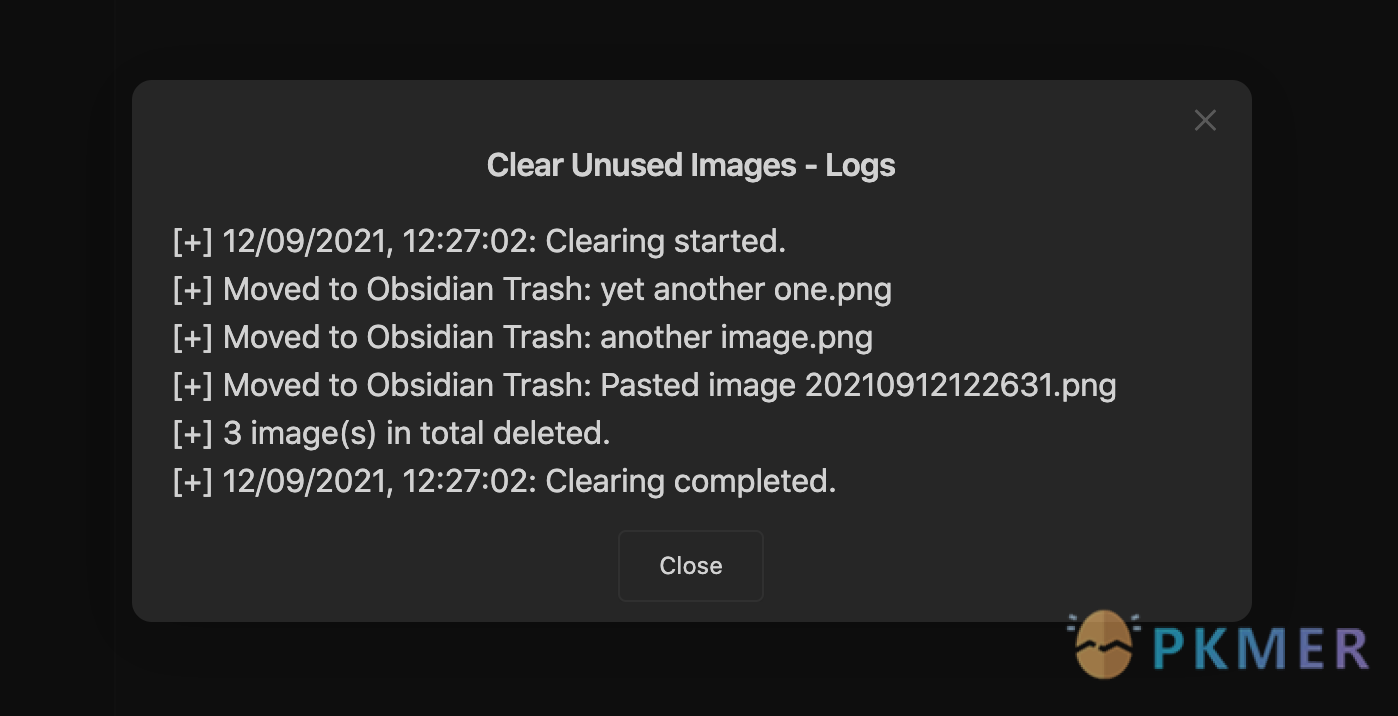 Obsidian 插件：Clear unused images 快速删除无用的图片--删除日志