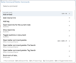 Obsidian 插件：Better Command Palette 更好更易用的命令面板